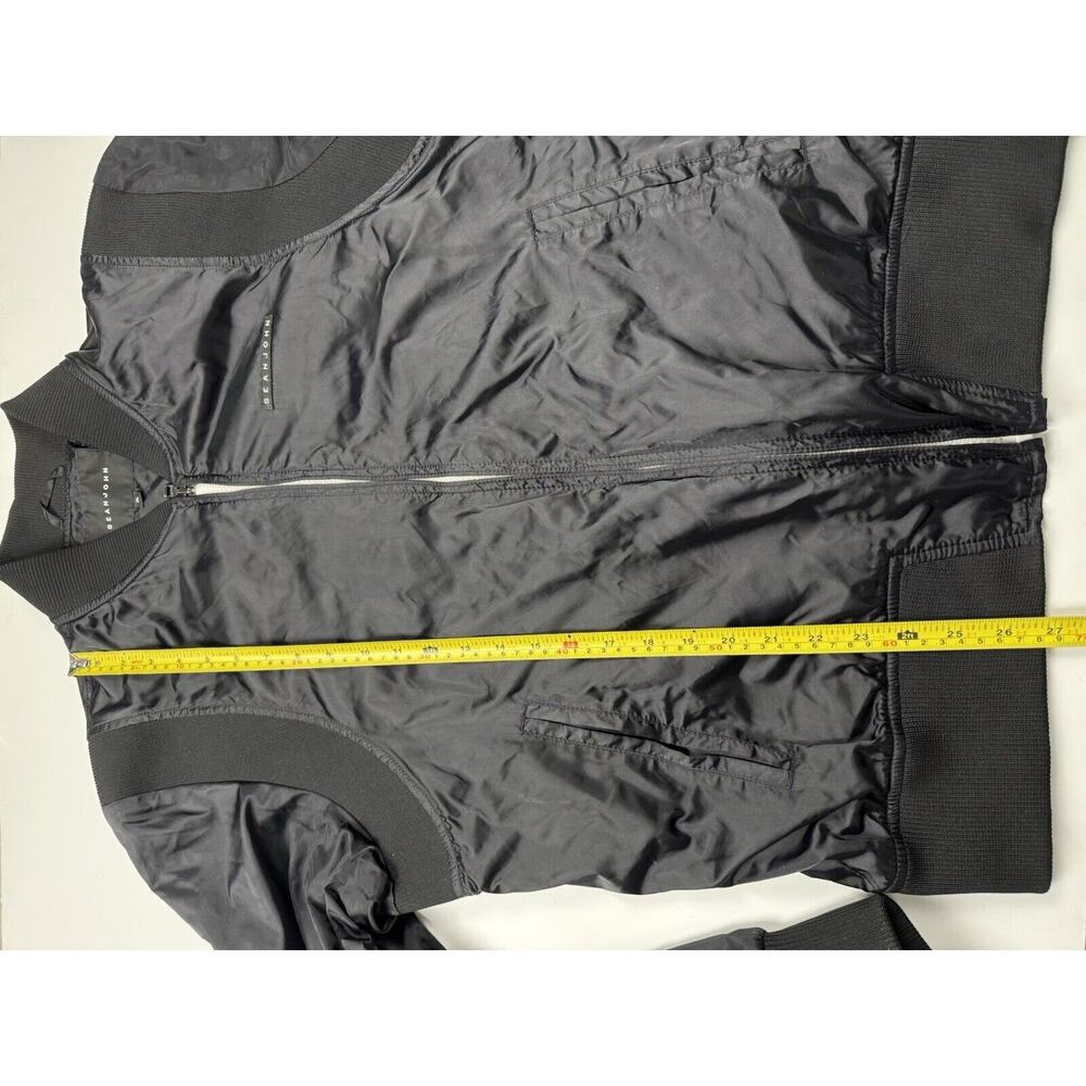 Mens Satin Bomber Jacket Retro Y2k Black Spell out XL Sean John - Picture 4 of 10